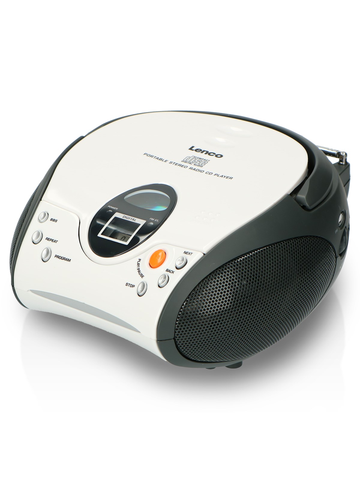 Lenco SCD-24 portable FM radio/CD player - White/Black