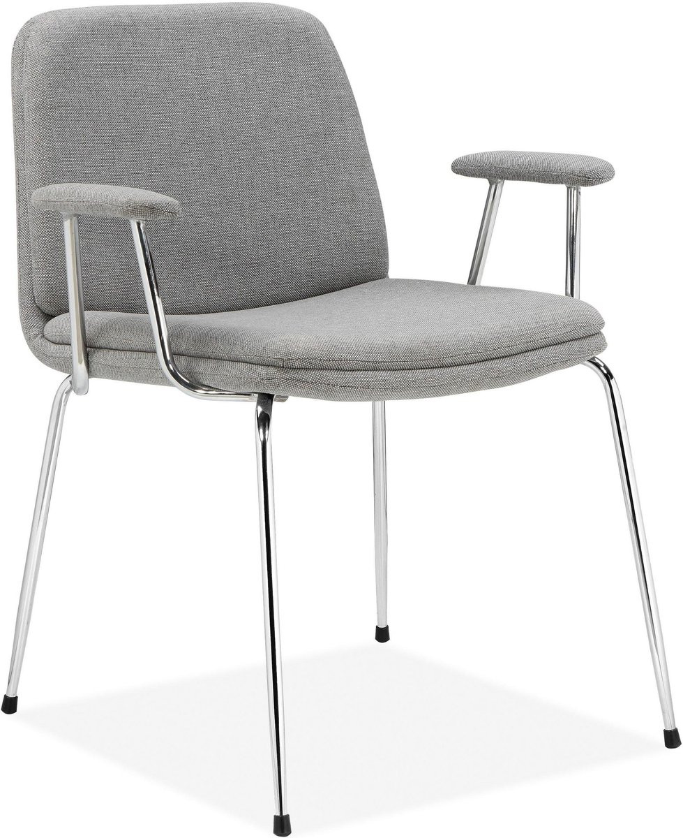 Notio Living Heine-Eetstoel Set van 2 - Zwart Stof met Armleuningen