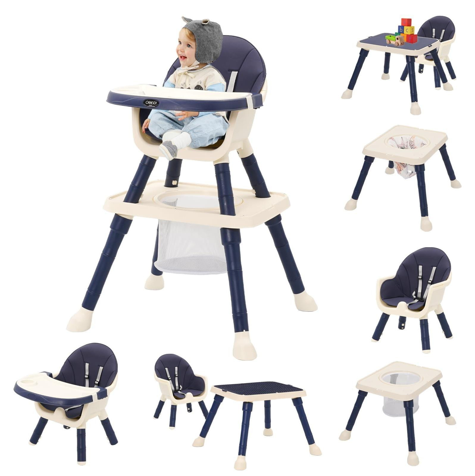 Multifunctionele 7-in-1 Kinderstoel met Verwijderbare Mand