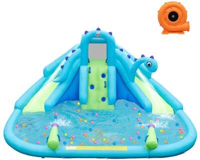Inflatable Water Slide Blowup Water Park w/ Dual Slides & 584W Blower