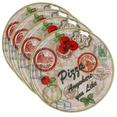 4er Set Pizzateller Charme Green - Moskau grün - 31cm - 04019#ZCHAV