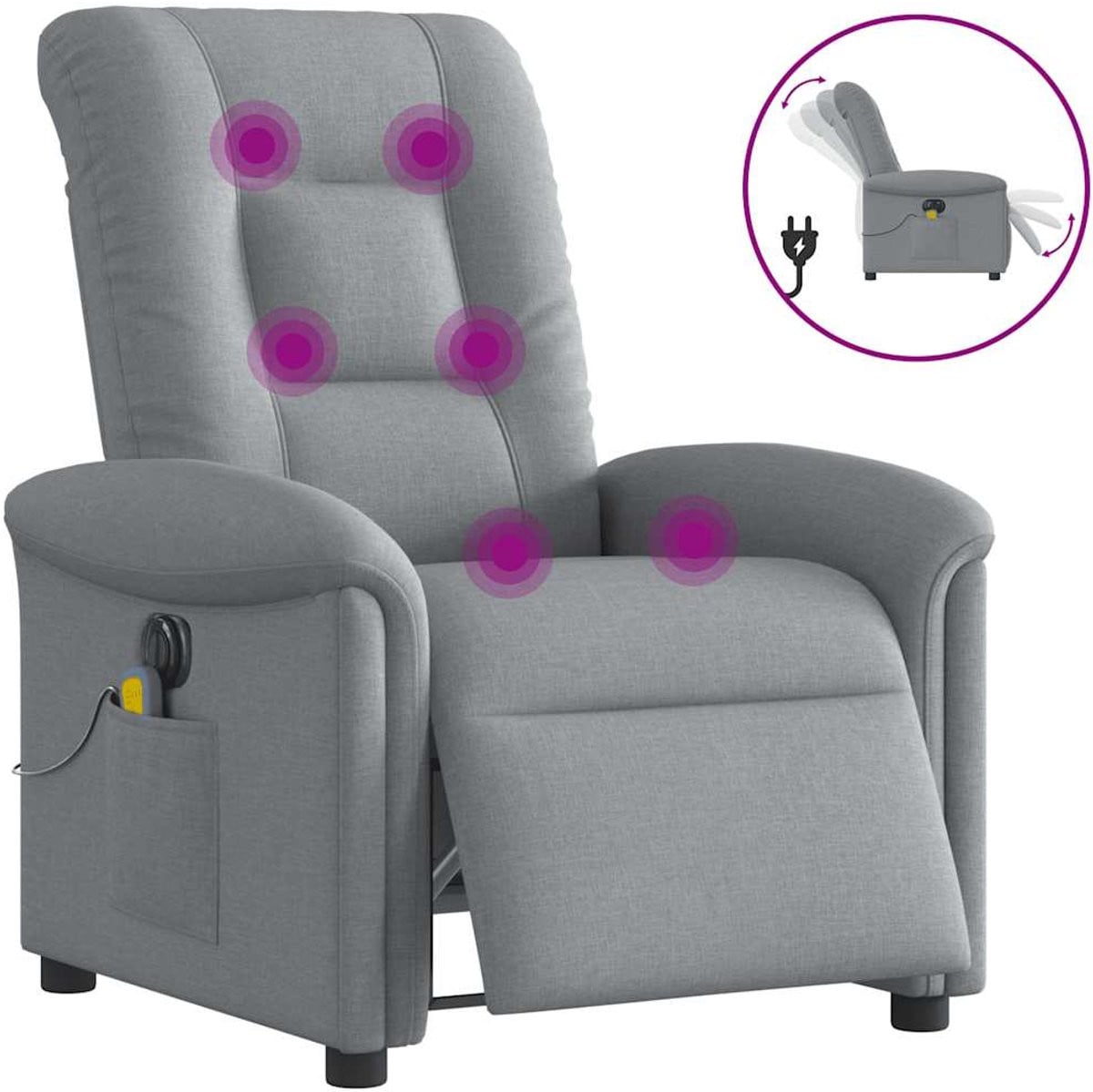 vidaXL Massagestoel - Elektrisch verstelbaar - Lichtgrijs