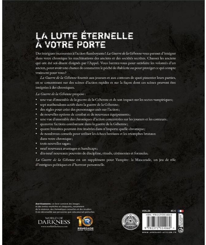 Arkhane Asylum Vampire la Mascarade V5: Les Guerres de la Géhène