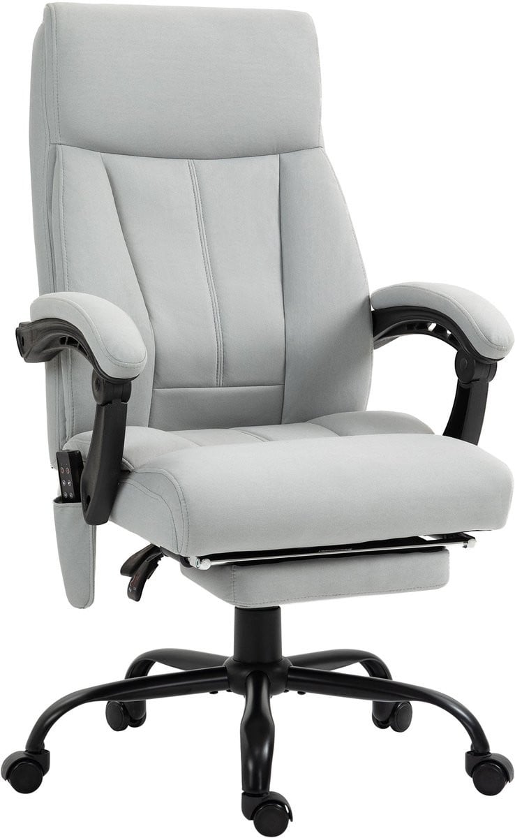 Merax Massage Bureaustoel - Ergonomische Bureaustoel met Ligfunctie en Voetsteun - Lichtgrijs