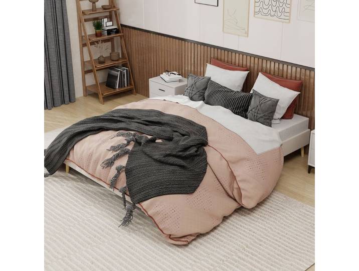 Cadre de lit - OEM - Moderne - 160x200 cm - Tissu velours néerlandais - Beige