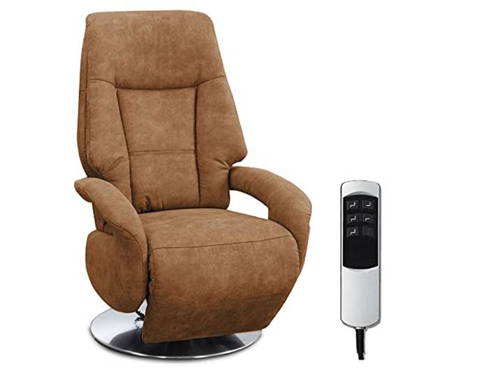 Cavadore Edinburgh Fauteuil Relax Électrique avec 2 Moteurs Électriques\, 74 x 114 x 77 cm\, Aspect Cuir\, Cognac