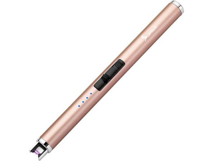 Stabfeuerzeug USB Aufladbar Winddicht Gold, Bronzefarben, Metall, 2x1x6 cm, Küchenzubehör, Küchenhelfer