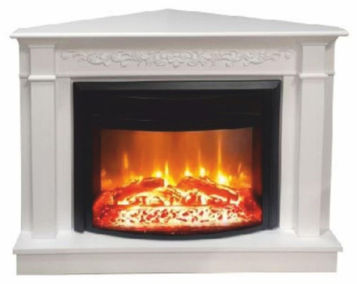 Casa Padrino Barock Elektro Eckkkamin Weiß / Schwarz 107 x 63 x H. 84 cm - Wohnzimmer Deko Kamin mit Fernbedienung - Wohnzimmer Möbel im Barockstil - Barock Möbel - Barock Elektro Kamine