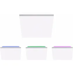 RGB LED Deckenleuchte mit Fernbedienung Deckenlampe CCT dimmbar Wohnzimmerleuchte Farbwechsel, weiß, 29W 1800Lm warm-kaltweiß, LxBxH 45x45x7 cm