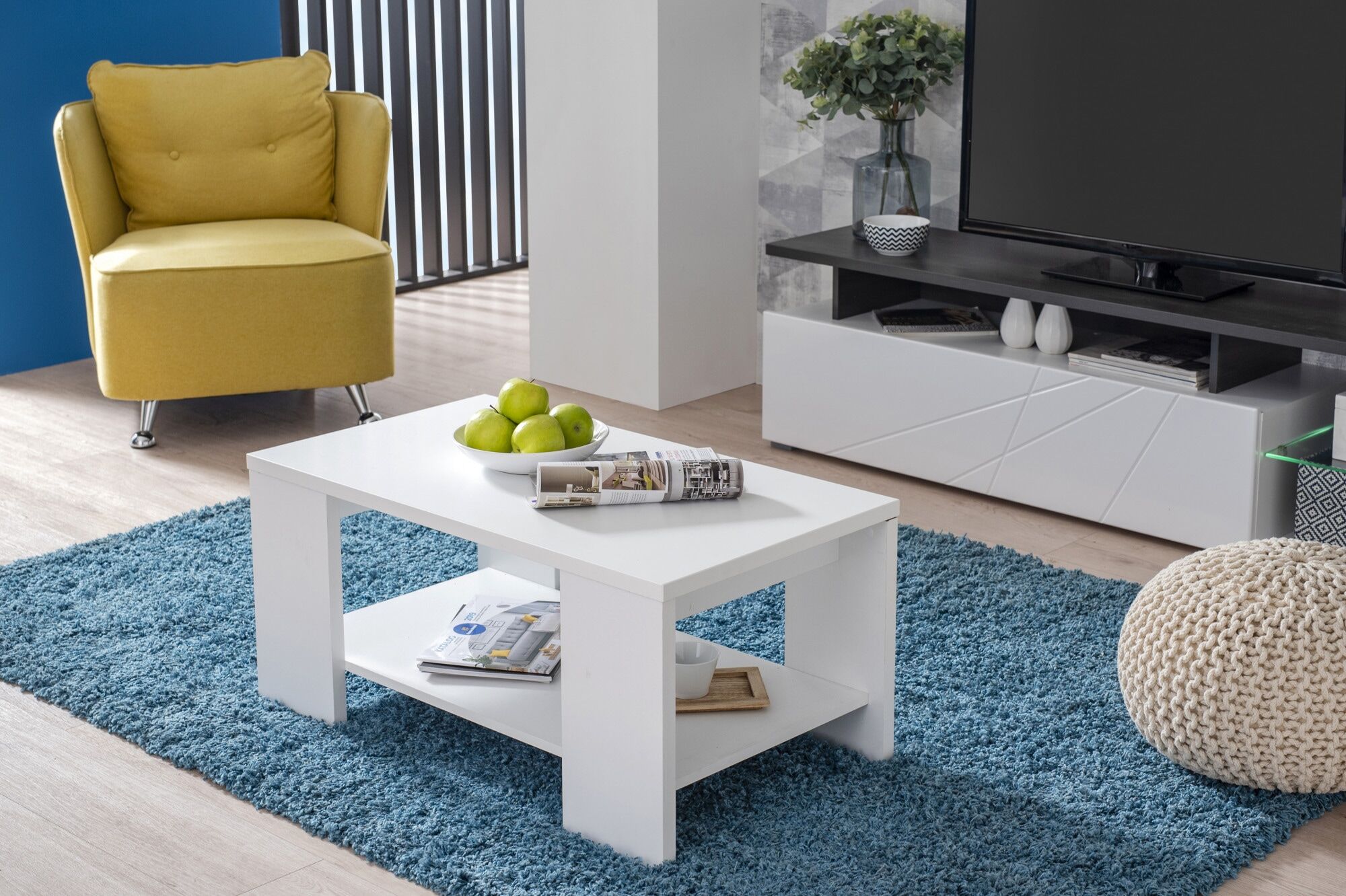 Couchtisch HOME AFFAIRE "Union", weiss (weiß), B:90,5cm H:41,5cm T:50,5cm, Tische, Couchtisch, mit Ablageboden weiß B/H/T: 90,5cm x 41,5cm x 50,5cm