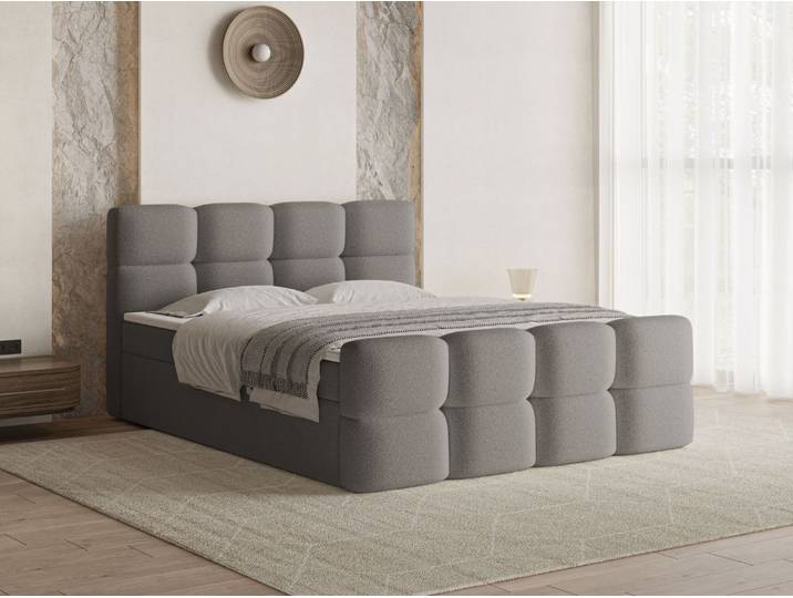 Boxspringbett mit Bettkasten 180x200 Rivon Grau