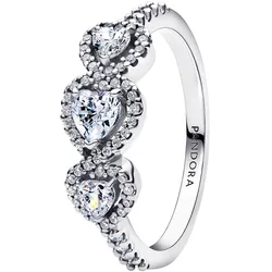 Pandora 194413C01 Damenring Silber Halo Herz Trilogie, 60/19,1