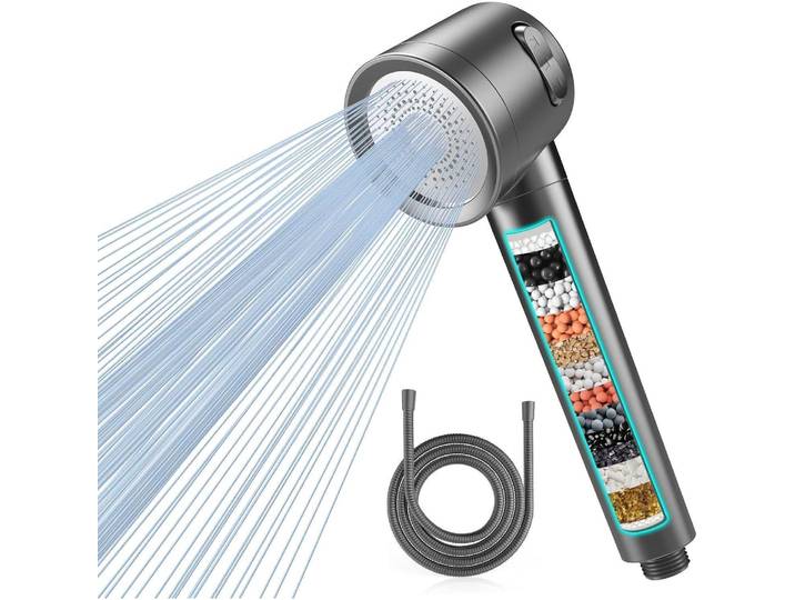 MEKO Duschkopf mit Filter und 15 Schichten Filtersystem, 1,5M Schlauch 3 Strahlarten-Wassersparender Handbrause