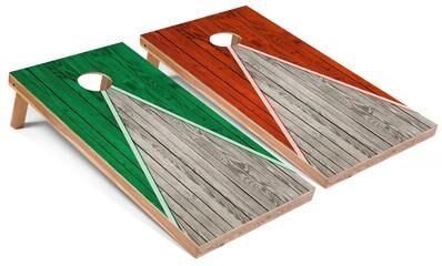 Skip's Garage Kelly and Orange Pyramid Regulation 2x4 Cornhole Board Set