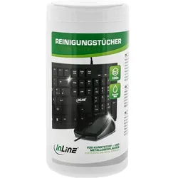 INLINE Reinigungstücher, feuchte Computerreinigungstücher, 100 Stück