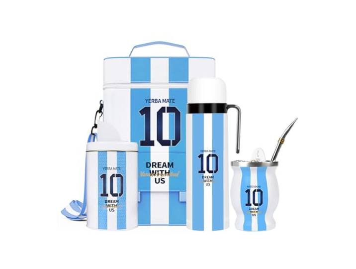 Komplettes Yerba Mate-Kit – inklusive Premium Argentinien Captain Nr. 10 Mate Tasse, Bombilla (Stroh), 1000 ml Isolierflasche, Matera-Tasche, Behälter Yerbero, Teefilter und Rasierset