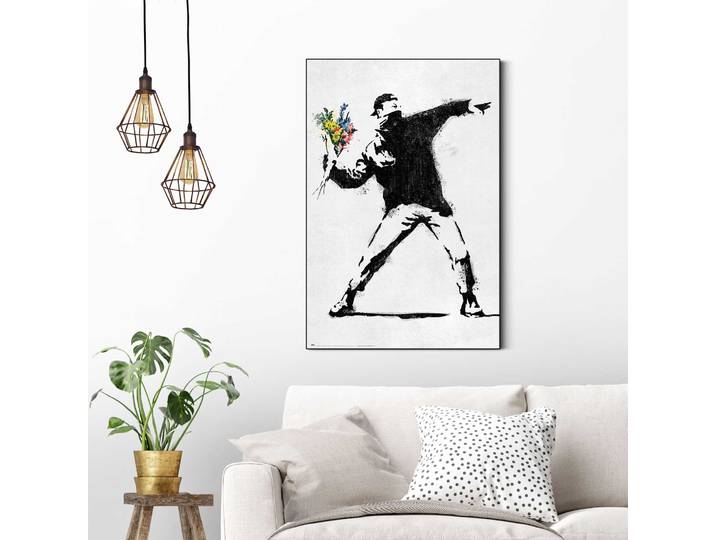 Wandbild REINDERS Banksy - flower bomber , schwarz (farbe bild(er): schwarz), B:60cm H:90cm T:3cm, MDF, Bilder, Wandbild