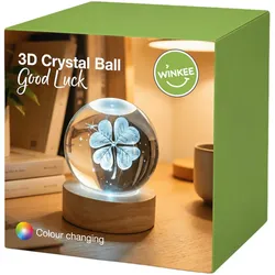 Winkee 3D Kristallkugel Kleeblatt - transparent|natur