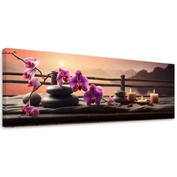WANDBILD orientalische orchideensteine