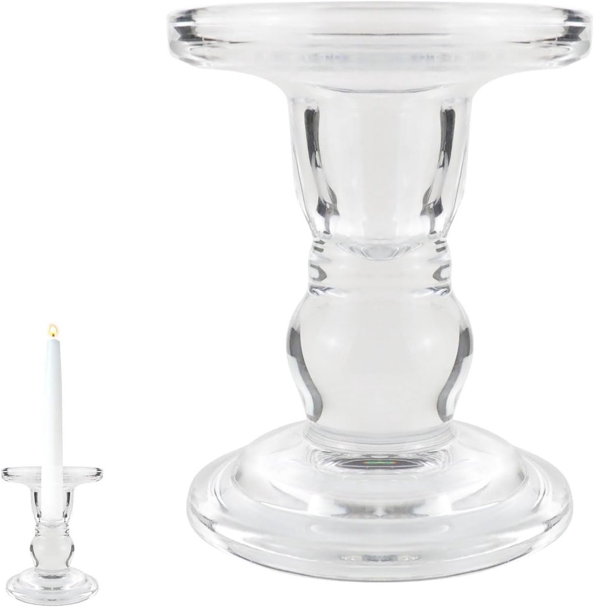 Elegante glazen kaarsenhouder met Romeinse zuilen voor tafelversiering