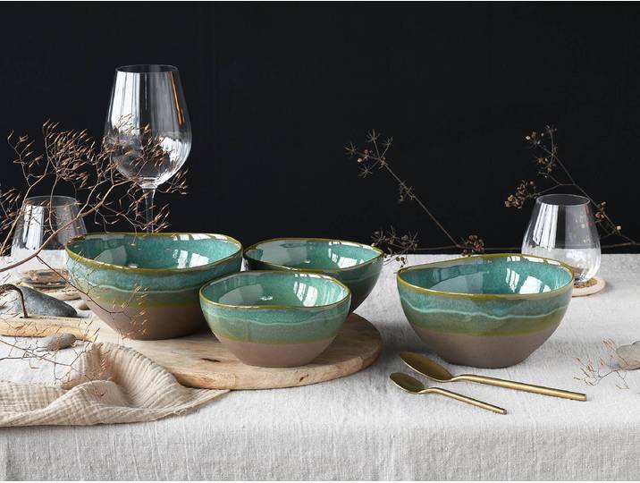Ensemble de bols Basalte 4 pièces Vert/Vert olive