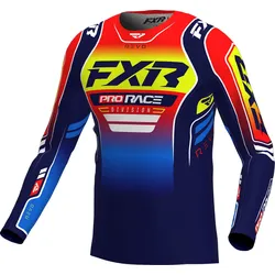 FXR Revo Alpha MX Nuke, Trikot - Dunkelblau/Blau/Rot/Neon-Gelb - XL