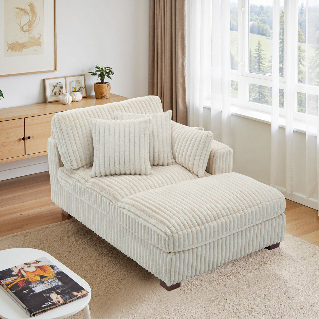 Pia Ricco Bukvice Chaise Lounge White 88.09cm H X 105.03cm W X 165.05cm L