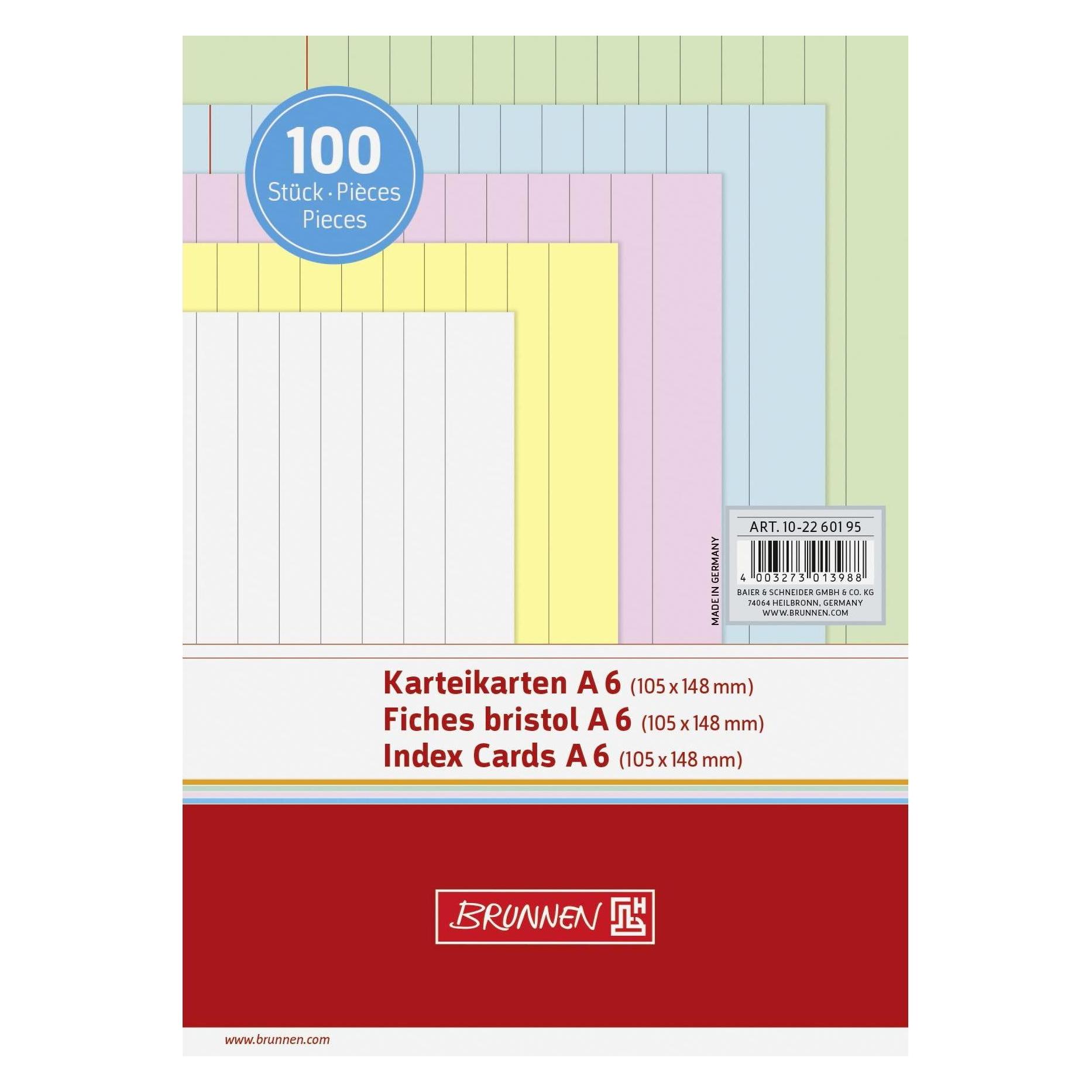 Brunnen Karteikarten (A6, 100x, 180 g/m²) (102260195)