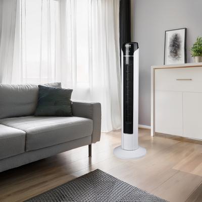 Modern Designs Sleek Tower Fan, 3-Speed Cooling with LED Display & Remote Control