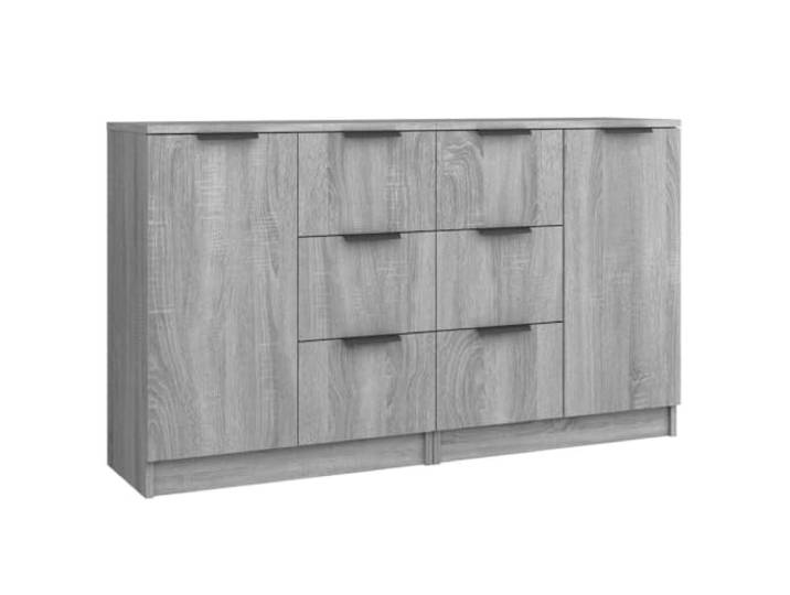 Fisinber Sideboard 2 STK. Grau Sonoma 60x30x70 cm Kommode Holzwerkstoff Vielseitiges 2er-Set Beistellschränke in Grau Sonoma für Wohnzimmer & Schlafzimmer mit pflegeleichter Oberfläche.