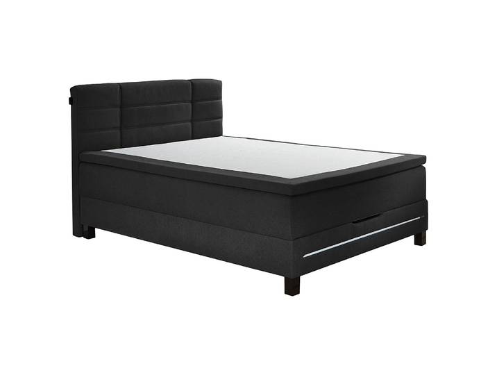 Lit Boxspring éclairé Huee 140 x 200cm Tissé à plat Gris
