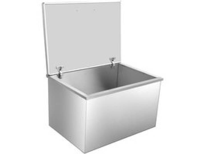 Congélateur coffre 107 L glacière encastrable en inox Bac à glace avec couvercle à charnière et bonde de vidange 50x50x43cm