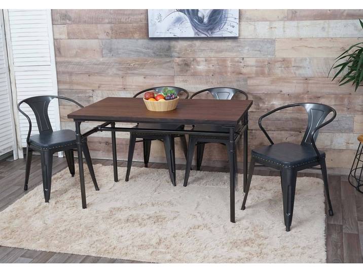 Esszimmer-Set HWC-H10, 4x Esszimmerstuhl Esszimmertisch, Ulme Holz MVG Industrial Gastronomie grau