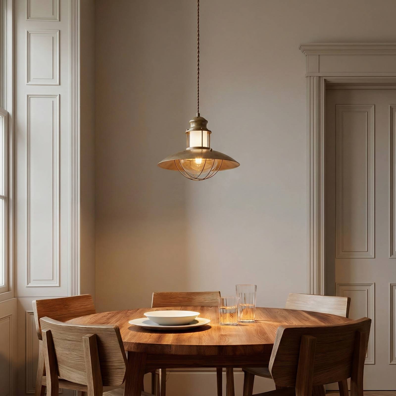Hængelampe Louisanne Lindby, dæmpbar, Brun/rust, Gangområde, Metal, Maritim