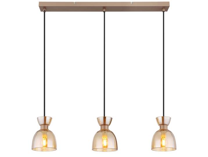Globo Hängeleuchte Massey, Braun, Schwarz, Bernsteinfarben, Metall, Kunststoff, Glas, 13x120x65 cm, CE, beliebig kürzbar, Lampen & Leuchten, Innenbeleuchtung, Hängeleuchten, Pendelleuchten