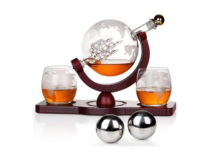 LuxusKollektion Dekanter Whisky Karaffe Set Globus Dekanter 850ML