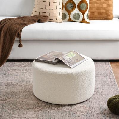 KINWELL Round Upholstered Pouf Ottoman