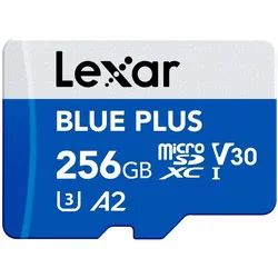 Lexar Blue Plus MicroSD Card256GB (256 GB, microSDXC, U3, UHS-I), Speicherkarte, Weiss, Blau