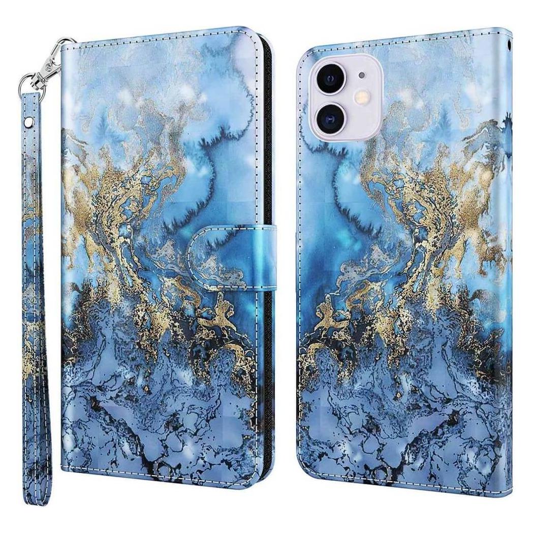 Cover-Discount iPhone 14 - Etui Glitzer Effekt blue Marble (Apple iPhone 14) (101135254D)