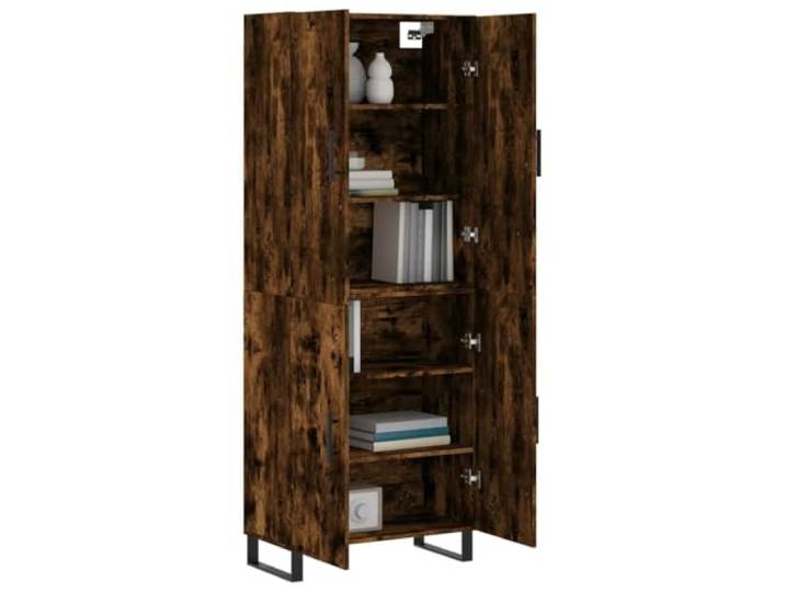 KTHLBRH Anrichte Eiche Rauch 69,5 x 34 x 180 cm Holz mehrschichtig Mit Türen, Metallfüßen, großem Stauraum, Montage erforderlich