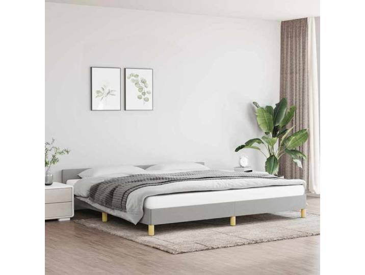 Cadre de lit sans matelas gris clair 200x200 cm tissu 347439