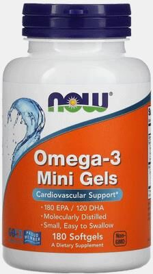 NOW OMEGA 3 MINI GELS FISH OIL 180 CAPSULAS
