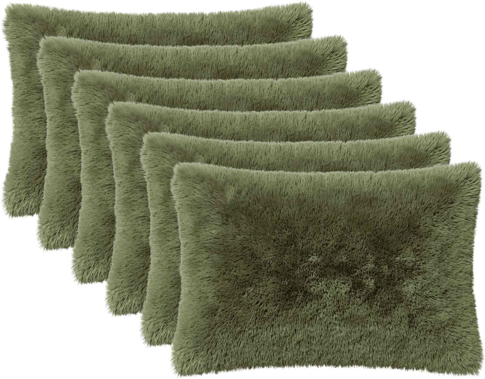 vidaXL Capa almofada 6 pcs HEERLEN Verde 50 x 75 cm Fleece PV Verde