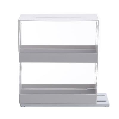 Livingandhome Komfortables ausziehbares und drehbares Küchenregal mit Schienen – weißer Kunststoff
