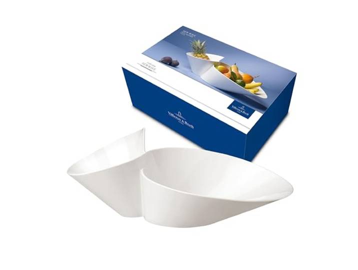 Villeroy & Boch - NewWave Eye-Catcher Doppelschale Spülmaschinenfest, Mikrowellensicher, Salatschüssel, Schale, Obstschale, Snackschale, Geschirr Weiß, Groß, Premium Porzellan
