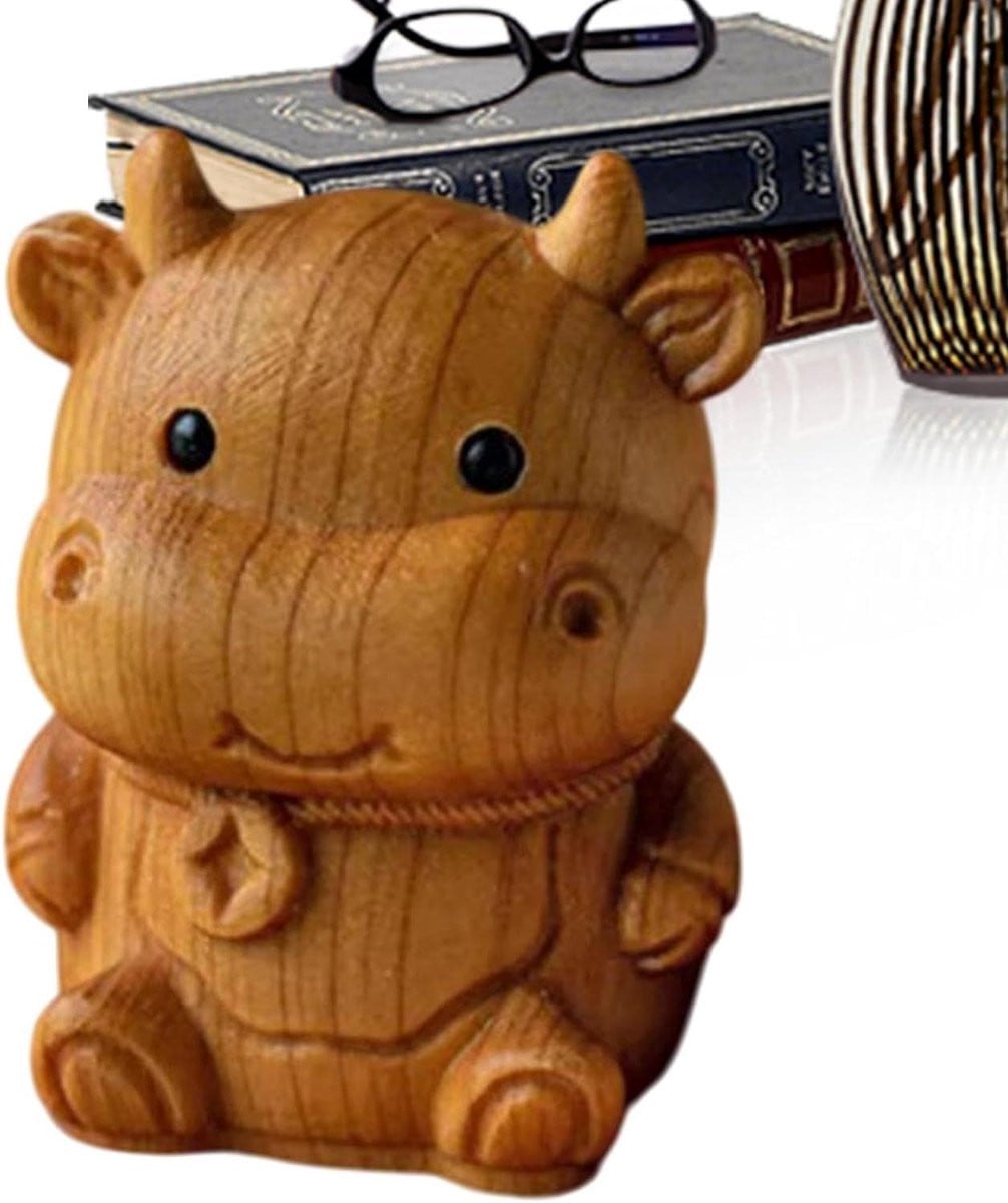 Houten Dierenbeeld Bruin - Decoratief Dierenfiguur voor op Tafel - 5 cm