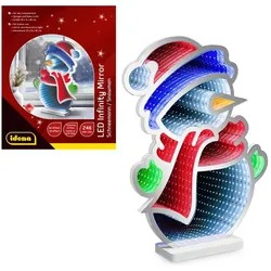 Idena, Weihnachtsbeleuchtung, LED Infinity Mirror Schneemann 35x8x45cm