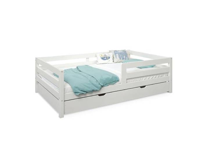 Ehrenkind® Kinderbett Sona mit Bettkasten aus massivem Kiefernholz Weiß 120x200 cm