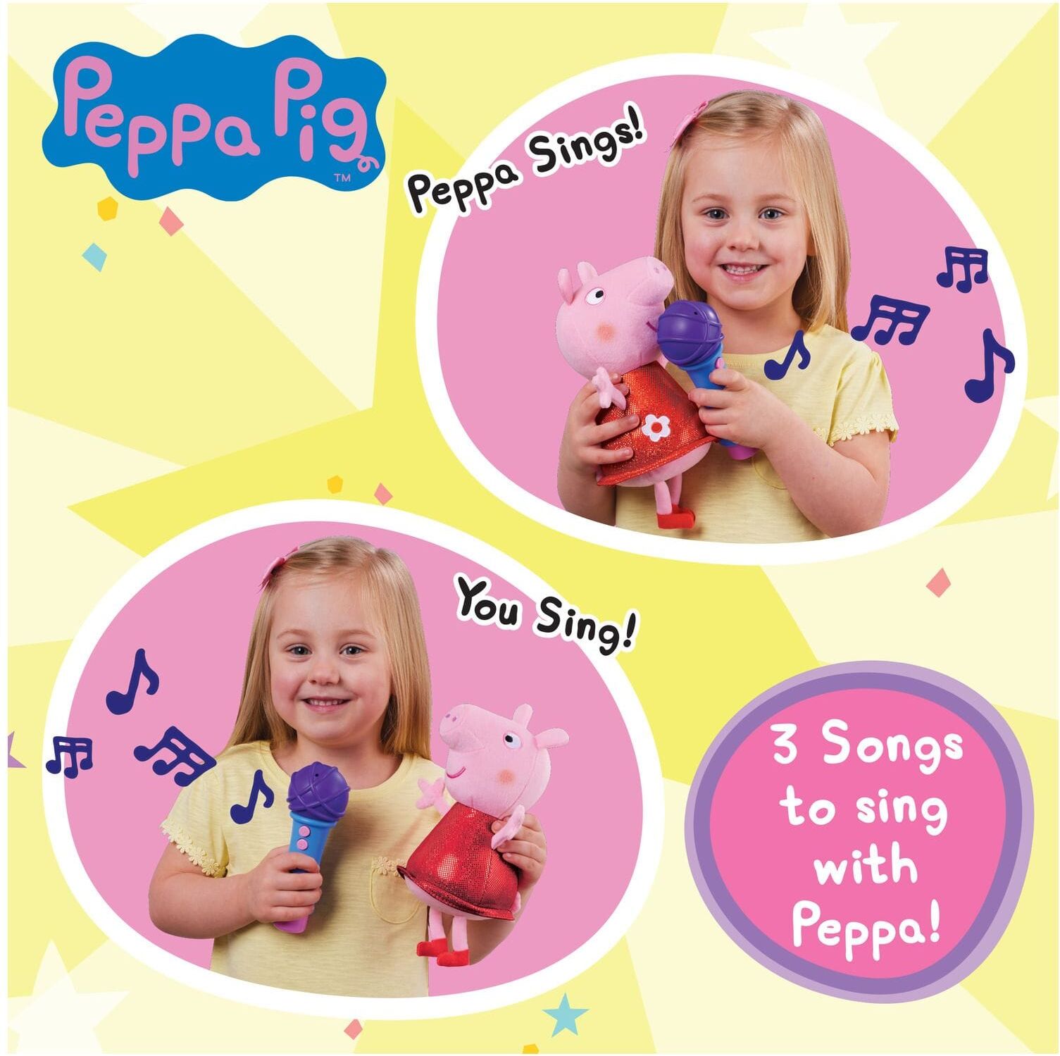Peppa Pig Sing With Me Interactive Plush Toy with Microphone for Kids - Karaoke and Duet Play Modes - 3 Fun Songs - Character Options