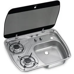 Dometic Kochfeld und Spüle mit Glasdeckel HSG 2445 2-flammig 600 x 445 mm